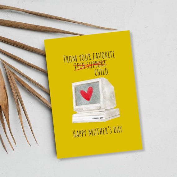 Funny Tech Support Mom Card | Linen Paper Mother's Day Humor
