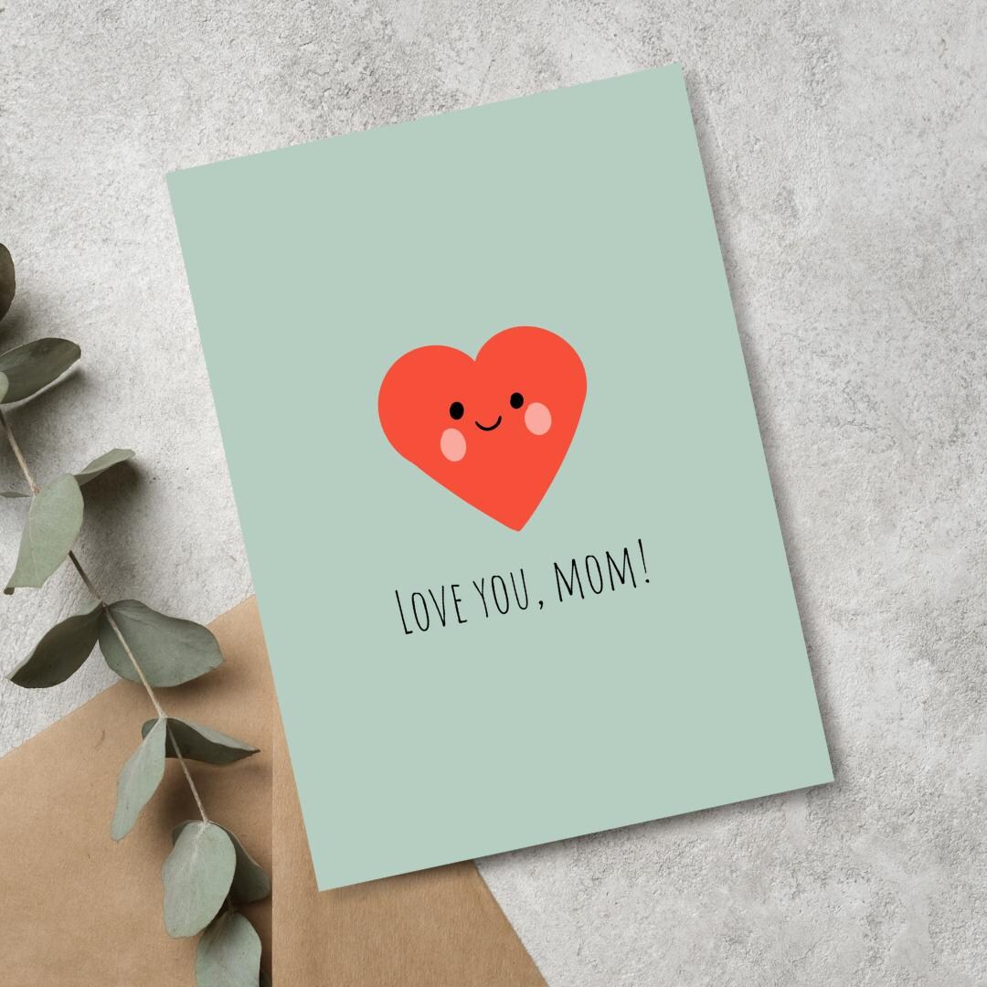 Cute Heart Mom Card | Love You Mom | Mother's Day Gift | Greeting Card ...