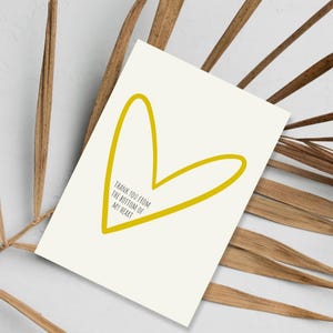 Merci du fond du coeur carte de vœux | carte de remerciement minimaliste | Coeur jaune | de remerciement | Papier lin haut de gamme | JoeyPrints