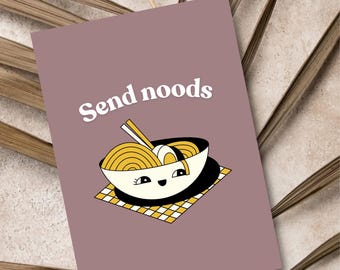 Funny Valentine Card: Send Noods Ramen Pun - Foodie Love Card for Boyfriend, Girlfriend, Partner