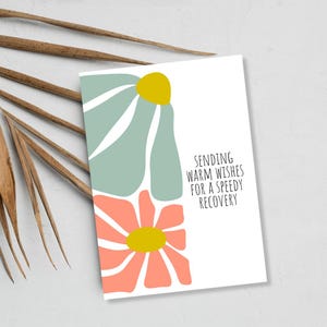 Moderne Blumen gut Karte | Premium Leinenpapier | Baldige Genesung wünscht