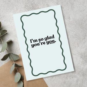 Je suis si heureux que vous soyez | d'amitié minimaliste | Design moderne | Papier lin haut de gamme | JoeyPrints