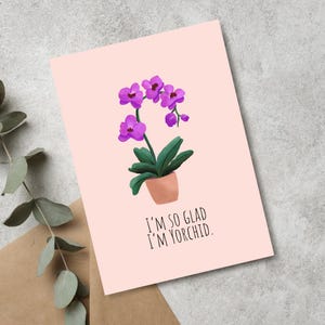 Carte de jeu de mots pour maman végétale | Fête des mères orchidée | Cadeau pour amoureux des plantes | Carte d'anniversaire drôle de maman de plante | Papier lin haut de gamme | JoeyPrints