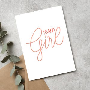 Tarjeta de niña / Tarjeta moderna para revelar el género del bebé / Anuncio de nacimiento / Papel de lino de primera calidad / JoeyPrints