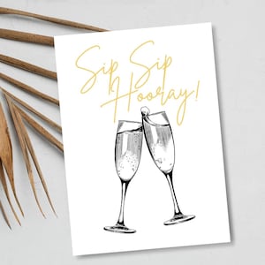 Biglietto di auguri per la festa della sposa / Biglietto di congratulazioni con champagne / Biglietto di fidanzamento per matrimonio / Carta di lino di alta qualità / JoeyPrints