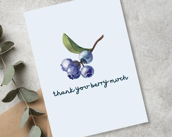 Blueberry Thank You Card: Funny Watercolor Appreciation