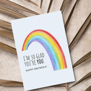 Sono così contento che tu sia tu LGBTQ+ Biglietto di compleanno / Carta di lino premium / Biglietto di celebrazione dell'orgoglio