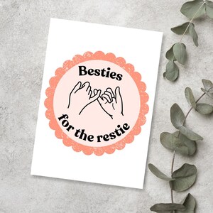 Beste Freunde Karte | Rosa Freundschaftskarte | BFF Liebe Karte | Premium Leinenpapier | JoeyPrints