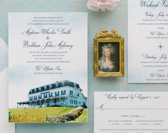 Block Island Wedding Invitation - Atlantic Inn Wedding Invite - Block Island wedding invitation - Venue wedding invitation