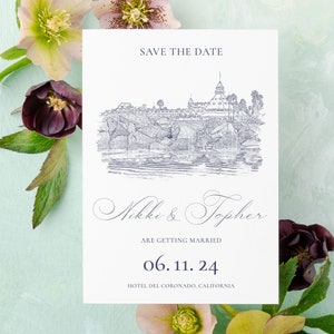 Illustrated save the date – Hotel del Coronado Wedding – Venue Illustration Save the Date - Modern Save the Date -