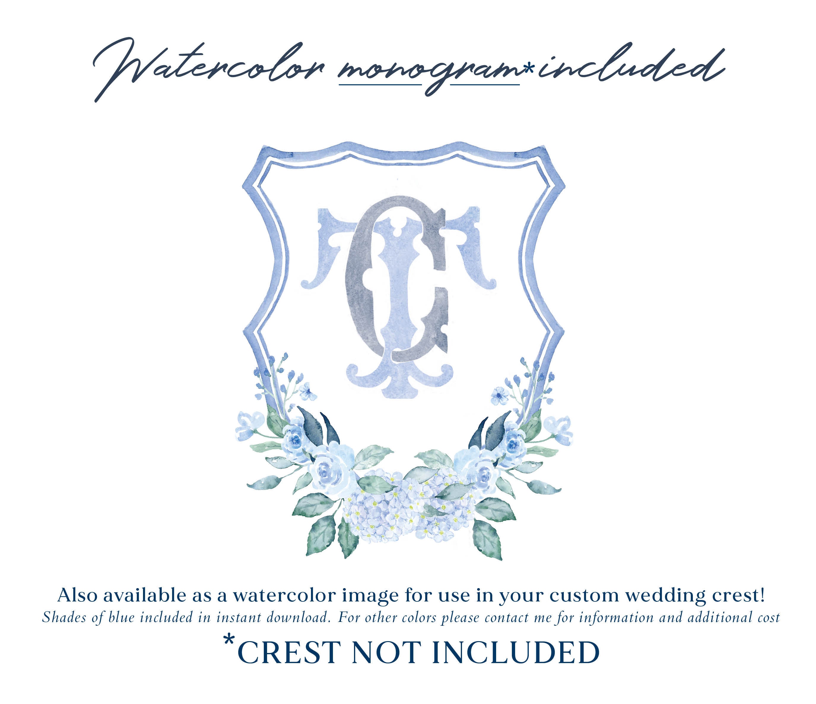 CT Wedding Monogram, TC Classic Monogram, Watercolor Monogram ...