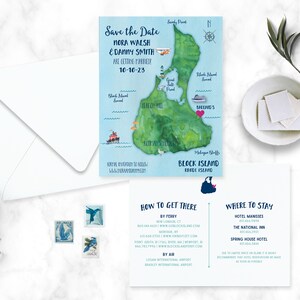 Block Island Map save the date Block Island wedding Watercolor Save the Date Block Island Save the Date 画像 3