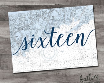 DIY Nautical Chart of Stamford CT (Stamford Harbor) - Table Number - 5x7 frame/ stand, téléchargement instantané numéros de table imprimables 1-20