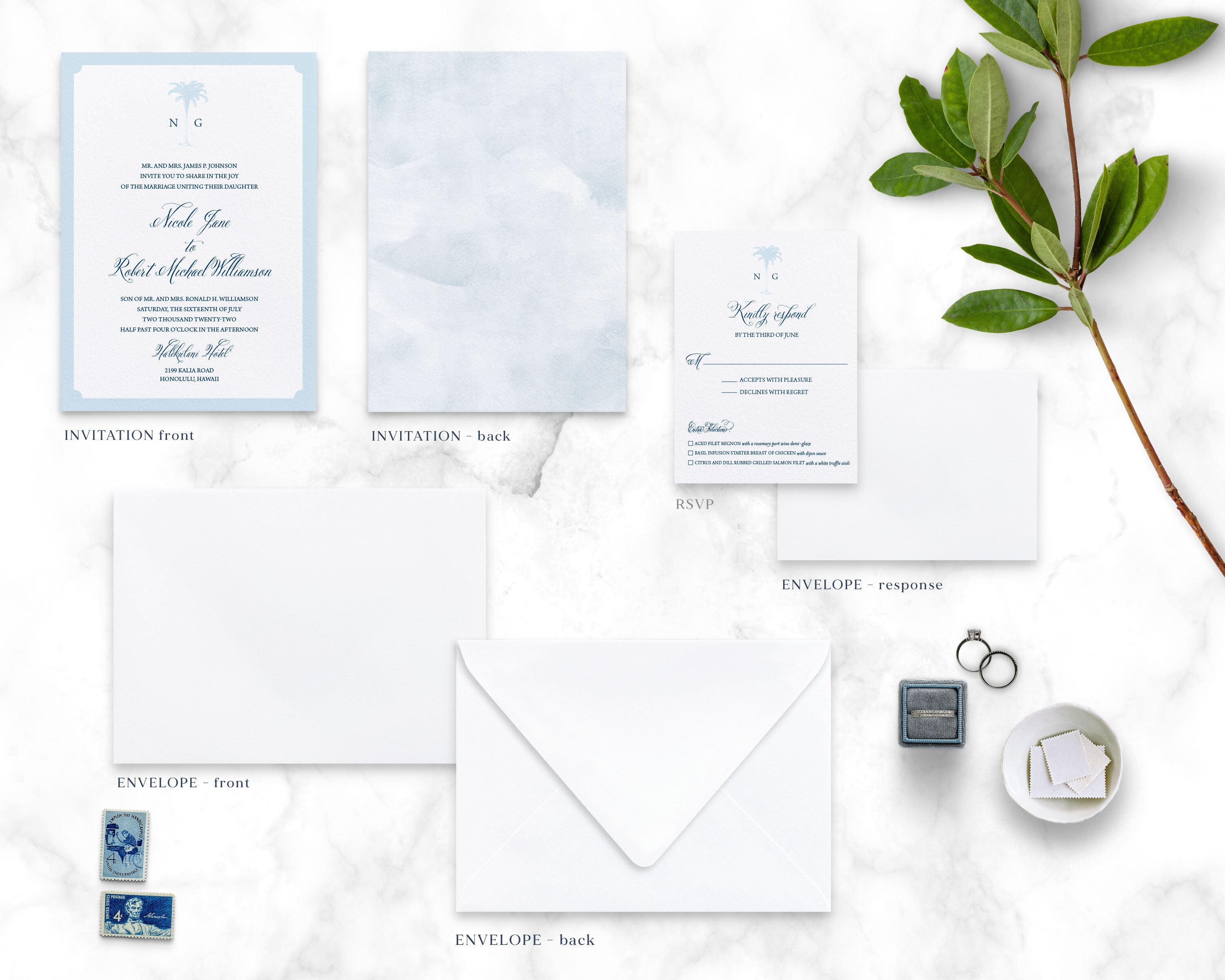 Palm Tree Wedding Invitation Elegant Tropical Wedding