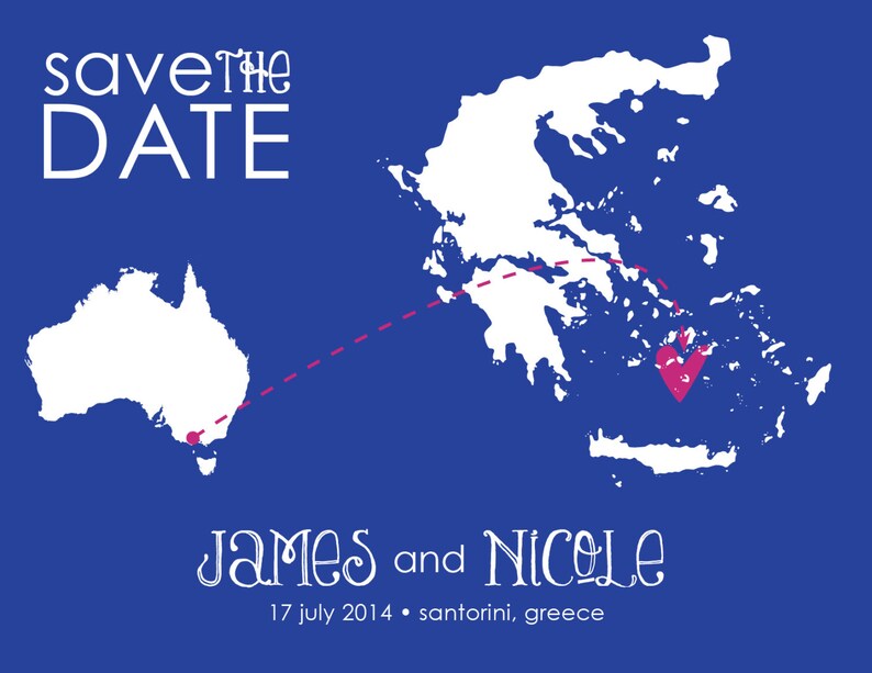 Greece Save the Date Athens Mykonos Santorini Athina | Etsy