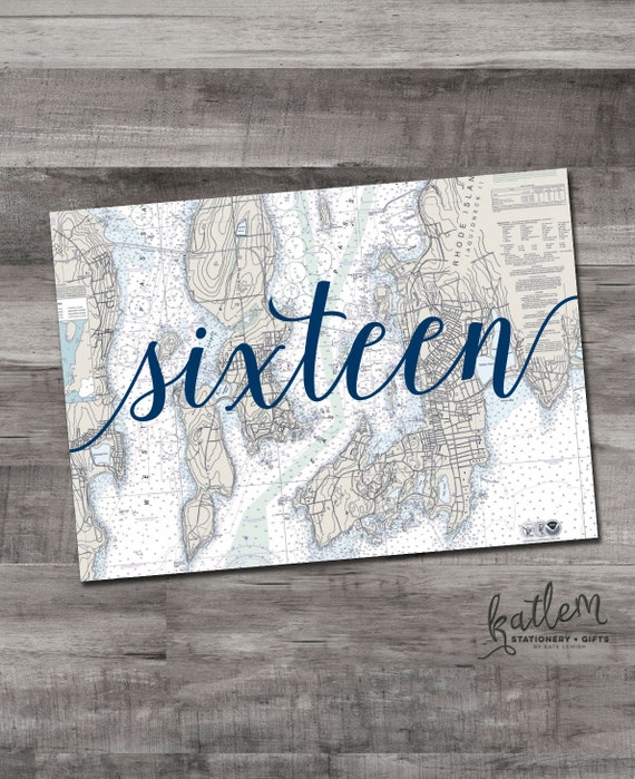 DIY Nautical Chart of Newport Rhode Island - Table Number for 5x7 frame or stand, instant download printable table numbers 1-20