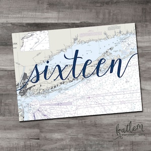 DIY nautische kaart van Long Island New York - tabelnummer voor 5x7 frame of standaard, instant download afdrukbare tabelnummers 1-20