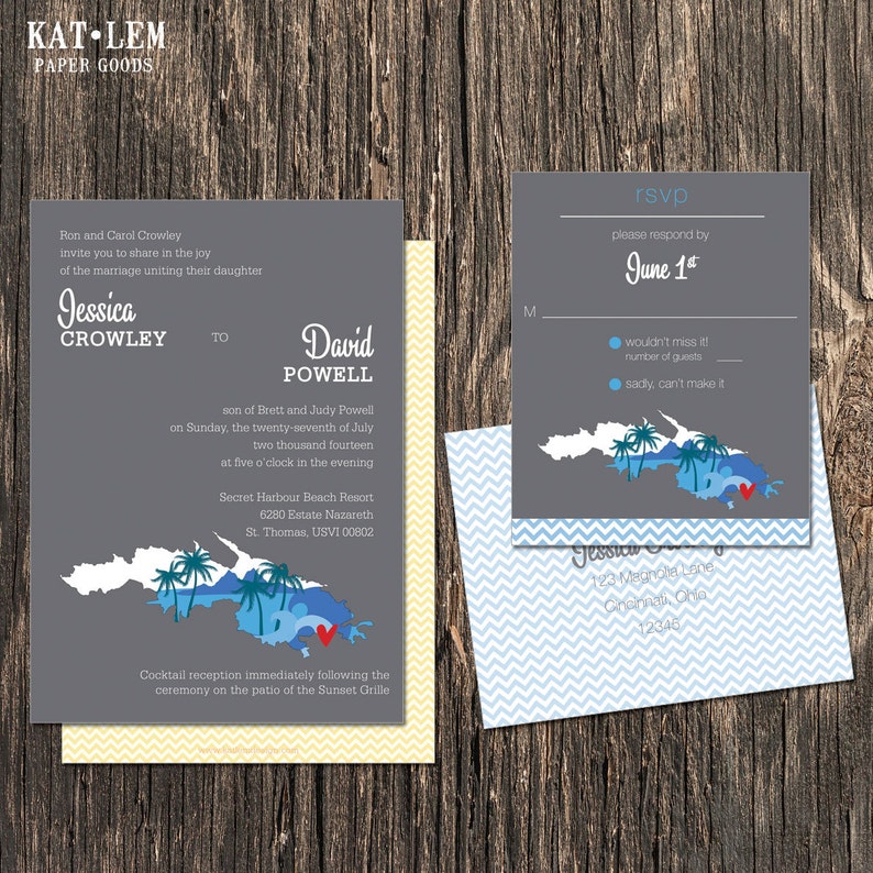 Thomas Wedding Invitation Set USVI Destination Wedding St Thomas St