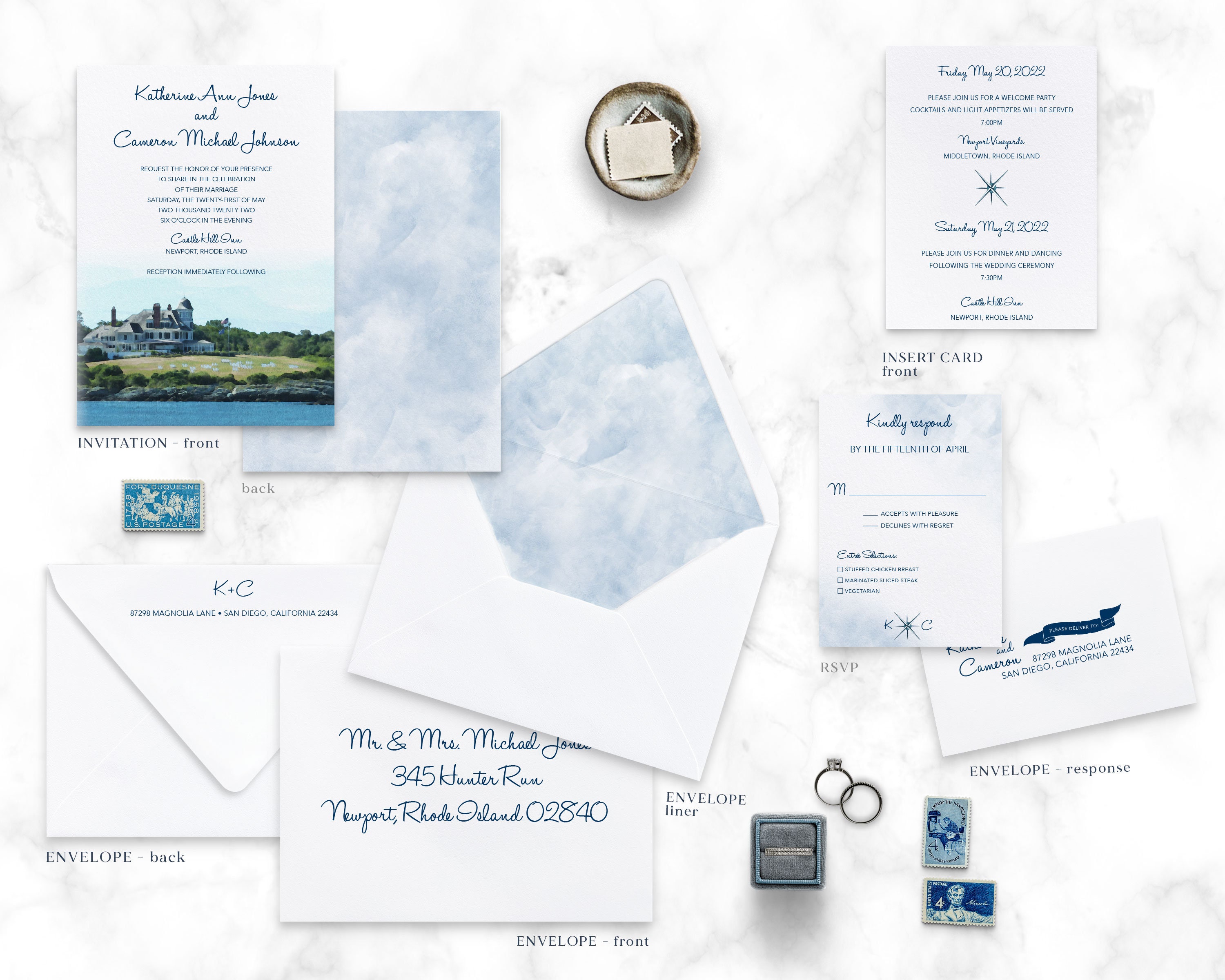 Newport Rhode Island Wedding Invitation Castle Hill image