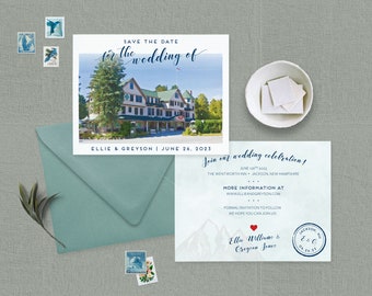 Watercolor save the date - Wentworth Inn Save the Date – New Hampshire save the date - Venue Save the Date