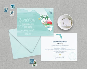 Clearwater Beach Florida Save the Date – Destination Wedding Save the Date – Watercolor Sunset Save the Dates Save the Date