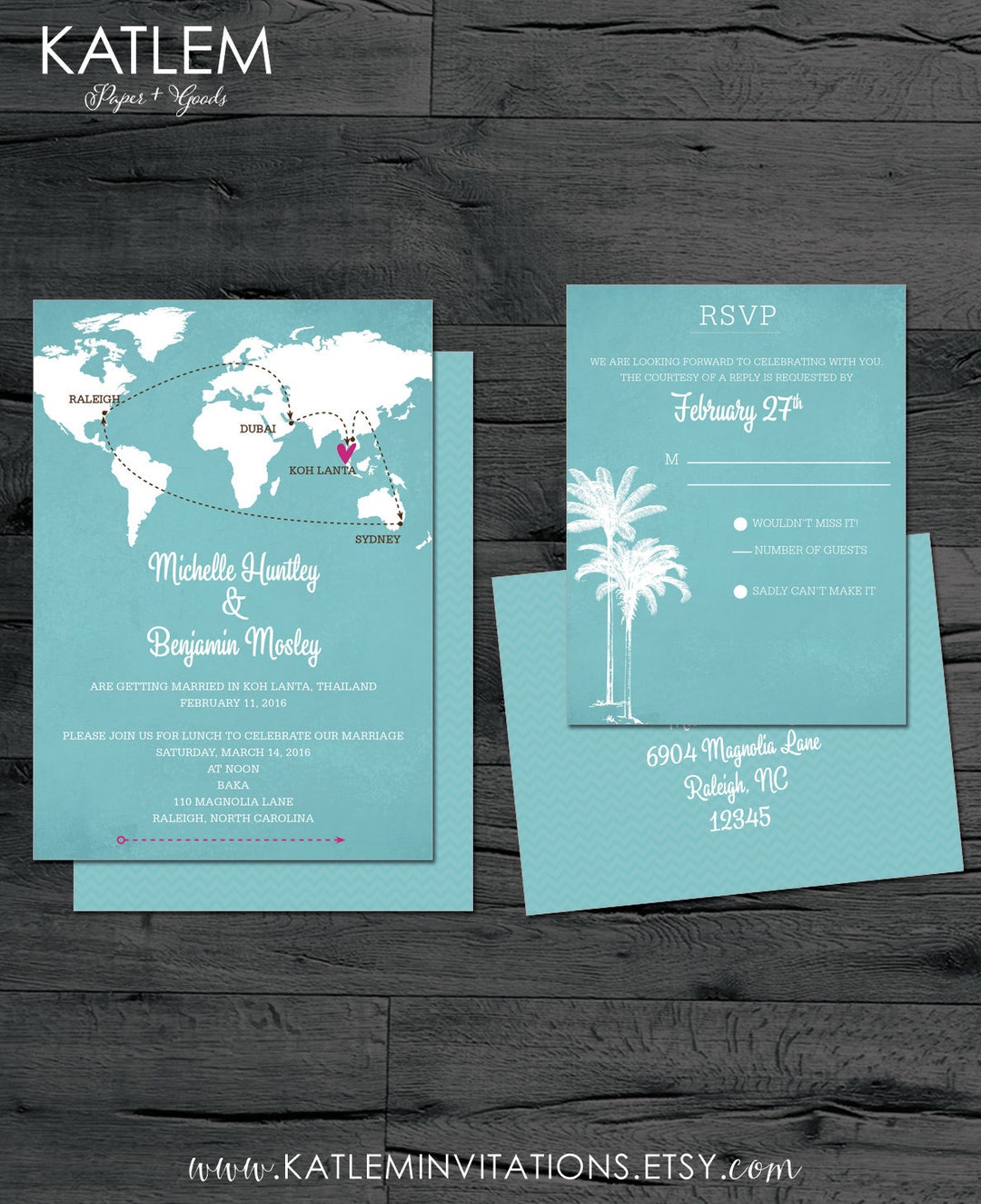 World Map Wedding Invitation Set Destination Wedding Etsy