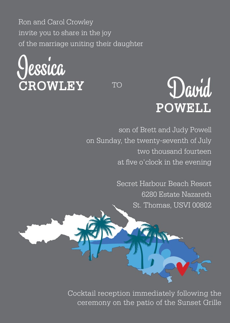 Thomas Wedding Invitation Set USVI Destination Wedding St Thomas St
