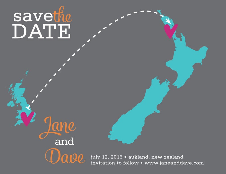 New Zealand Wedding Save the Date Destination Wedding Etsy