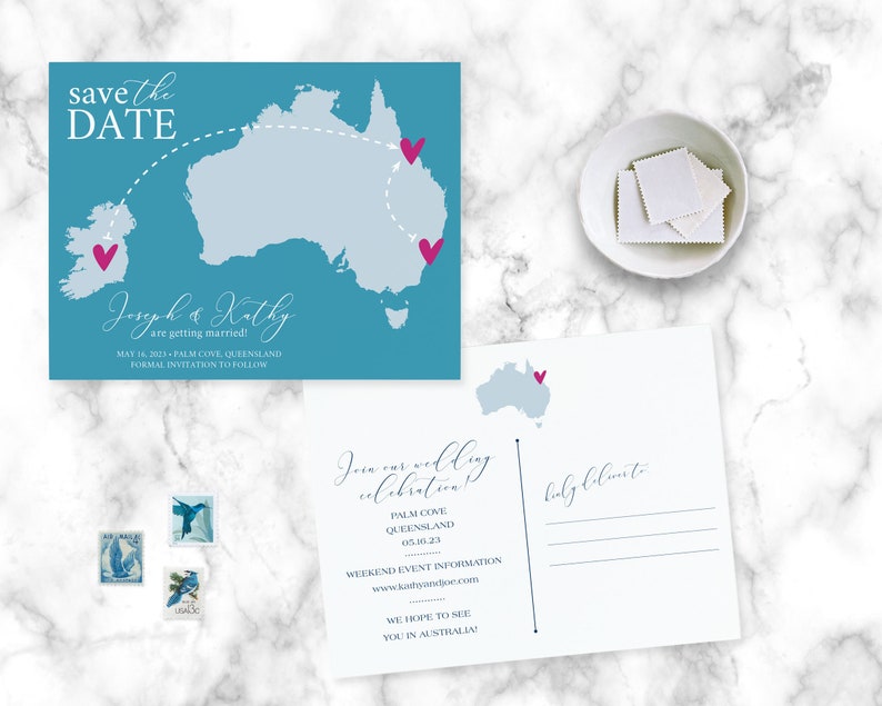 Australia Wedding Save the Date Destination Wedding Save the Date Postcards, Magnets image 2