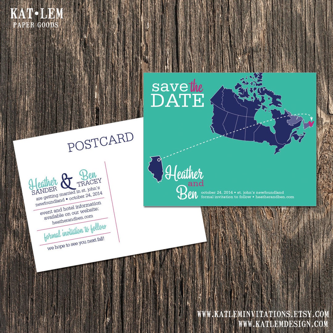 Canada Save the Date Ontario British Columbia Destination Etsy