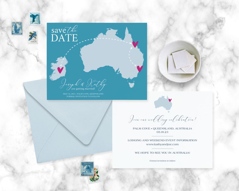 Australia Wedding Save the Date Destination Wedding Save the Date Postcards, Magnets image 1