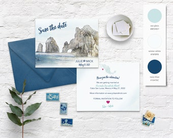 Mexico save the date, Destination Wedding save the date, Cabo San Lucas save the date, Deposit