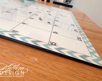 Chevron Dry Erase Calendar - 12 x 18 - Customized Chevron Dry Erase Calendar