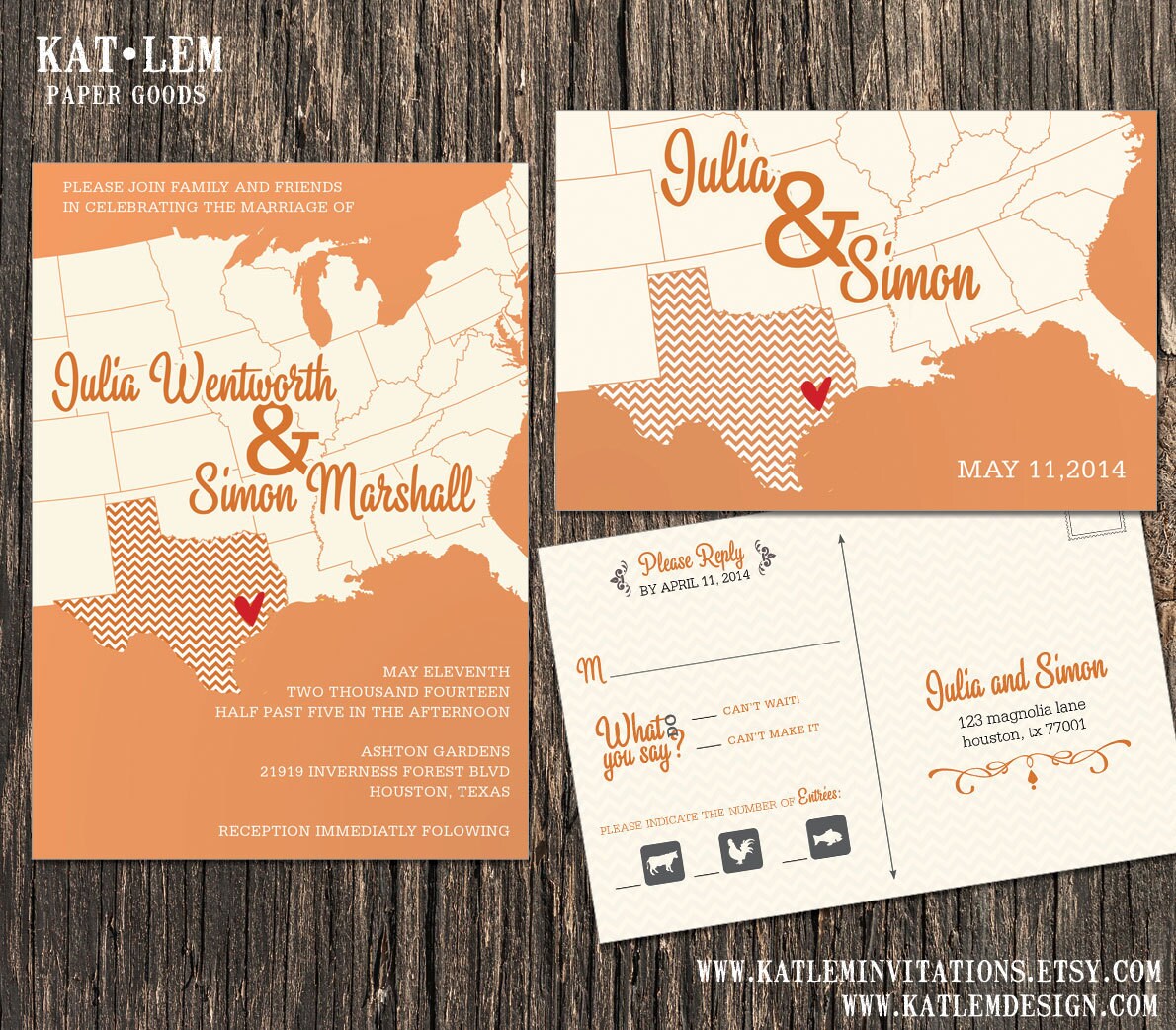 Texas Wedding Invitation Set Texas State Destination | Etsy