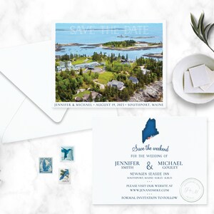 Maine wedding save the date Maine Newagen Seaside Inn, Southport Maine Maine map save the date image 3