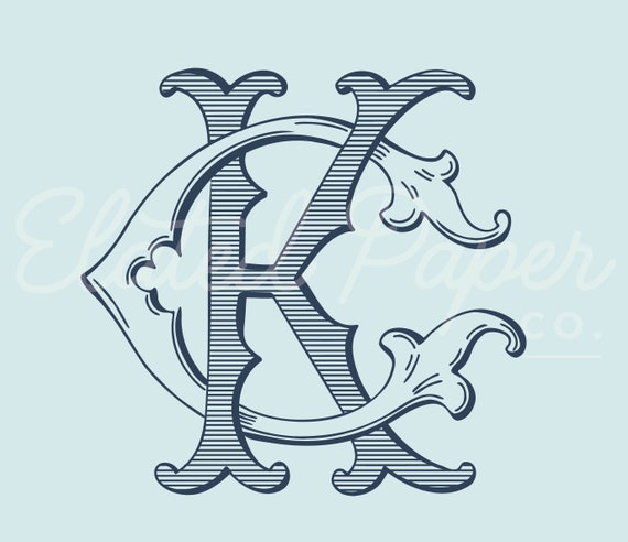CK Wedding Monogram, KC Classic Monogram, Watercolor