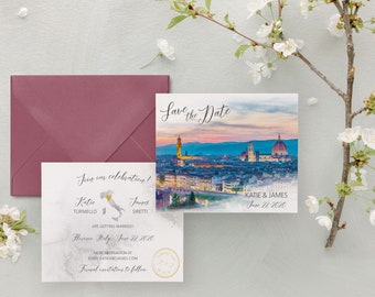 Italy Save the Date - Watercolor Save the Date - Florence Italy Save the Date  – Italy Destination Wedding - Italy Save the Date