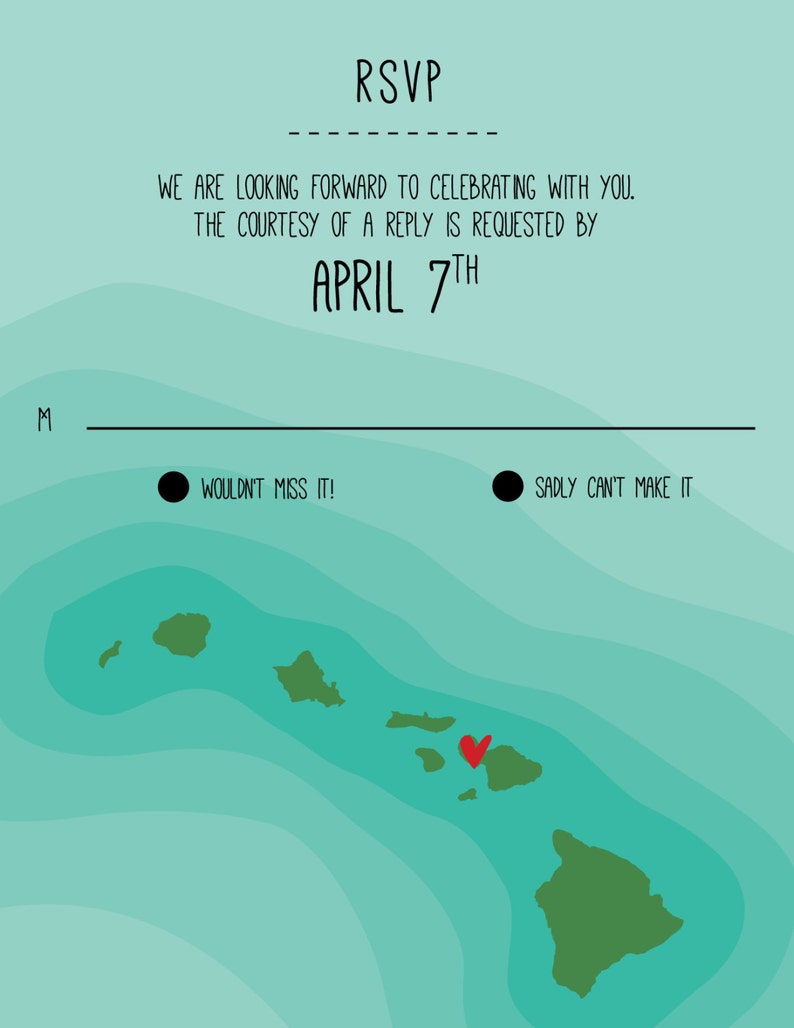 Hawaii Wedding Invitation Set Oahu Kaui Maui Big Island Etsy