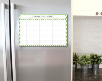 Chevron Dry Erase Calendar - 12 x 18 - Personalized Chevron Dry Erase Calendar with days of week