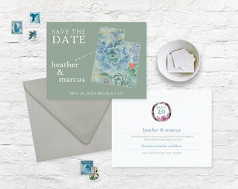 Utah Save the Date – Utah Map Wedding save the Date - Wedding Save the Dates