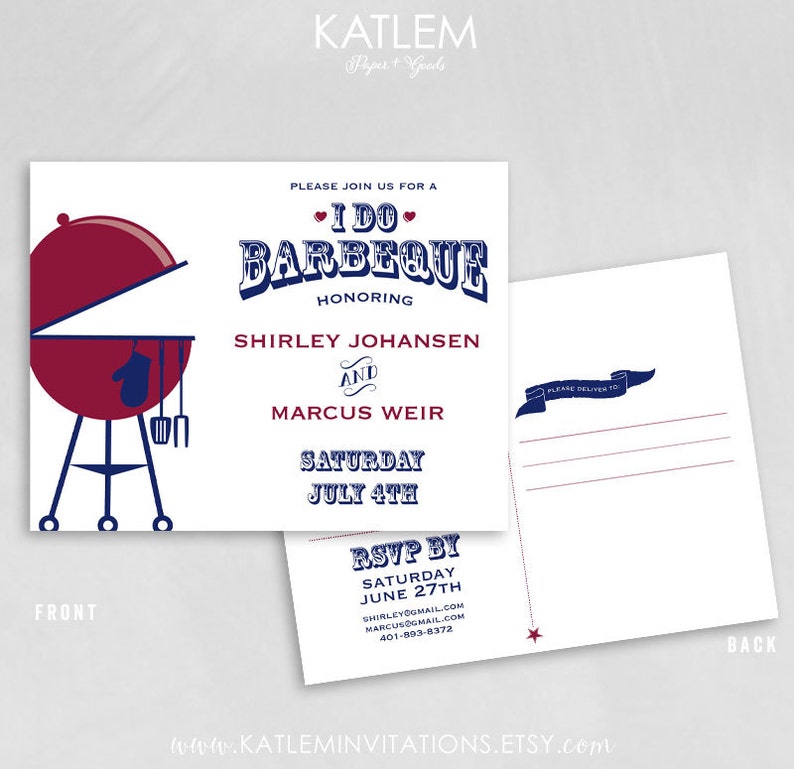 I Do Bbq Invitation Postcard Style Casual Invitation Etsy