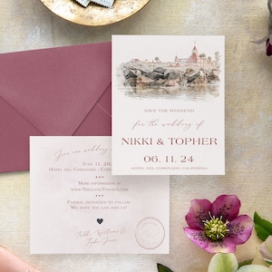 Wedding Venue save the date – Hotel del Coronado Wedding – Venue Illustration Save the Date - Modern Save the Date -