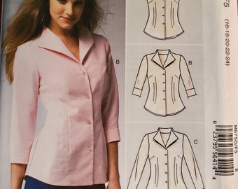 McCalls M6750 Misses Woven Shirt | Darts, Button-Front, Sleeve Options | Easy Sewing Pattern, by Palmer/Pletsch, sizes 8-16 or 16-24 - UNCUT