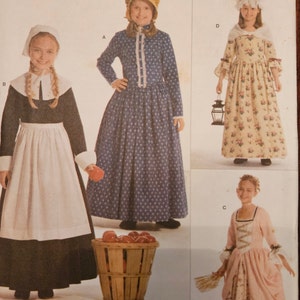 Simplicity 3725/3723 American Historical Dress | Puritan, Colonial, Georgian Costume | Sewing Pattern, Girls 3-4-5-6, Miss 6-8-10-12 -UNCUT