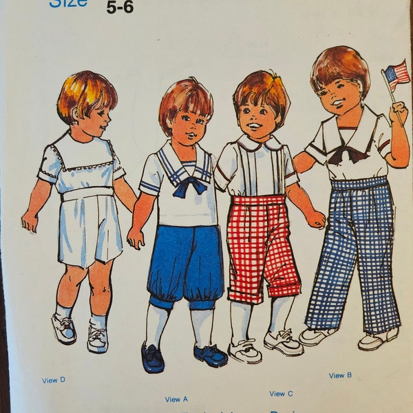 The Children's Corner Pattern 87 "Michael" Shirts & Pants | 4 Pants Lengths, Sailor or Peter Pan Collar | Sewing Pattern, sizes 5-6 - UNCUT