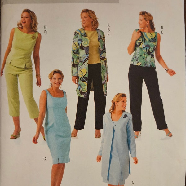 McCalls 2594 Womens/Wmns Petite Summer Careerwear | Jacket, Top, Dress, Pants, Capri Pants | Easy Sewing Pattern, size 26W-28W-30W-32W-UNCUT