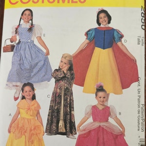McCalls 2850 Girls Fairytale Costumes | Snow White, Belle, Cinderella, Dorothy, Jasmine, Fairytale | Sewing Pattern, sizes 12-14 - UNCUT