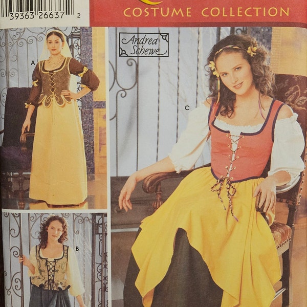 Simplicity 5582 Misses Renaissance Costume | Chemise, Skirt, Overskirt, Stays, Bum Roll, Veil | Sewing Pattern, sizes 12-20 - UNCUT