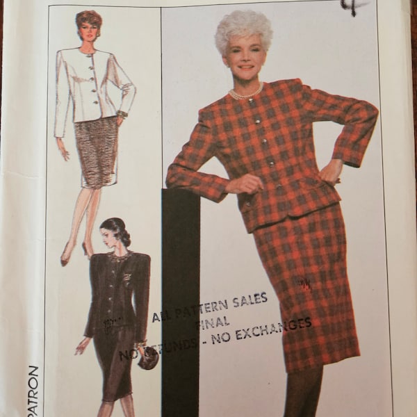 Simplicity 9415 Misses/Miss Petite Separates | Straight Skirt w/Back Vent & Lined Jacket, Jewel Neckline | Sewing Pattern, size 16-24 -UNCUT