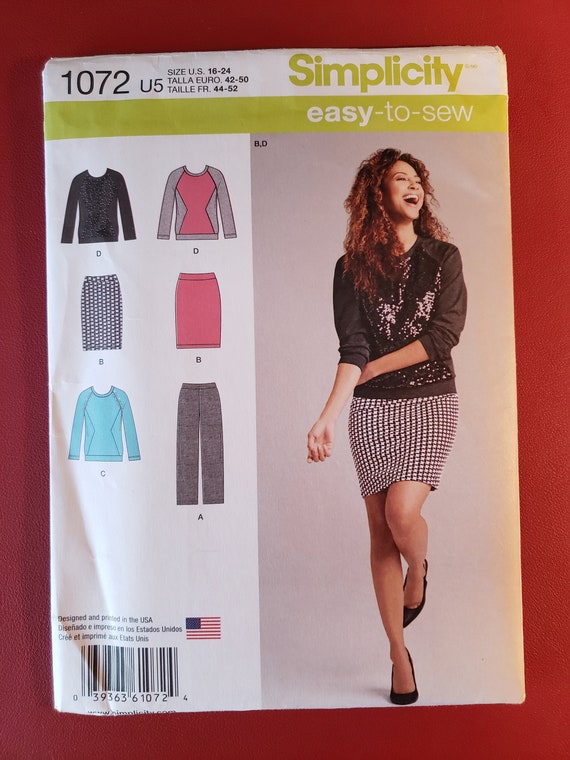 Simplicity 1072 Misses Plus Size Knit Separates Pants | Etsy